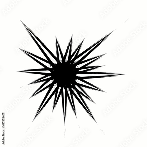 Abstract black starburst design with sharp pointed lines art work