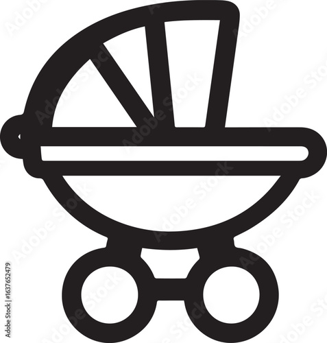 Silhouette Style Vector Baby Stroller Logo Design Icon – Minimal Infant Carriage Symbol for Parenting, Childcare, Nursery, Family Brand Identity, Monochrome Pram Graphic Illustration