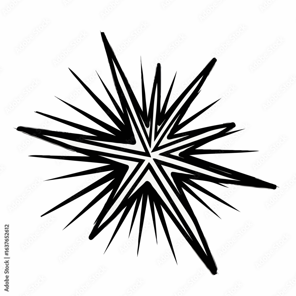 Fototapeta premium Abstract starburst design with sharp black lines and white fill