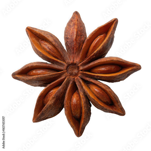 Single star anise spice isolated on transparent background