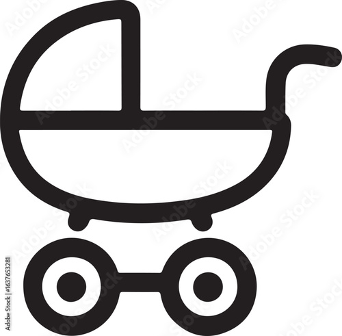 Silhouette Style Vector Baby Stroller Logo Design Icon – Minimal Infant Carriage Symbol for Parenting, Childcare, Nursery, Family Brand Identity, Monochrome Pram Graphic Illustration