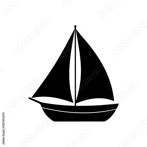 Silhouette of a boat on transparent background