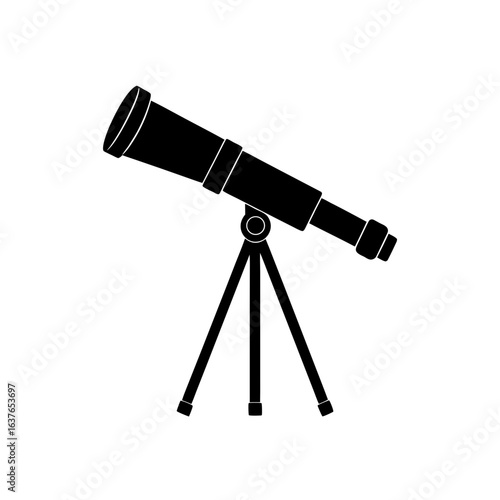 Telescope on a stand on transparent background silhouette