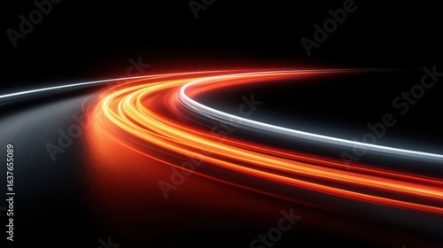 A dynamic swirl of light trails on a dark background, capturing motion and energy in a striking visual display.