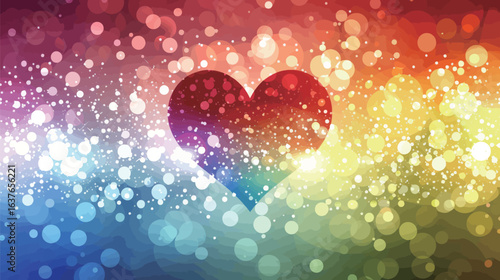 A heart-shaped outline stands out against a vibrant backdrop of bokeh lights, creating a visually striking contrast. The blurred lights create a soft, dreamy atmosphere that enhances the hearts shape.