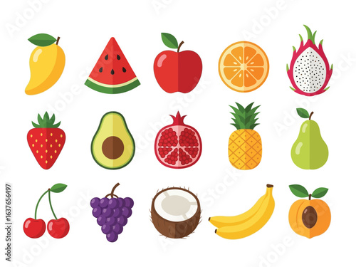 Vibrant Assortment of Fruits: A bright collection of delicious and nutritious fruits, showcasing the beauty of nature's bounty. Perfect for healthy lifestyle themes.