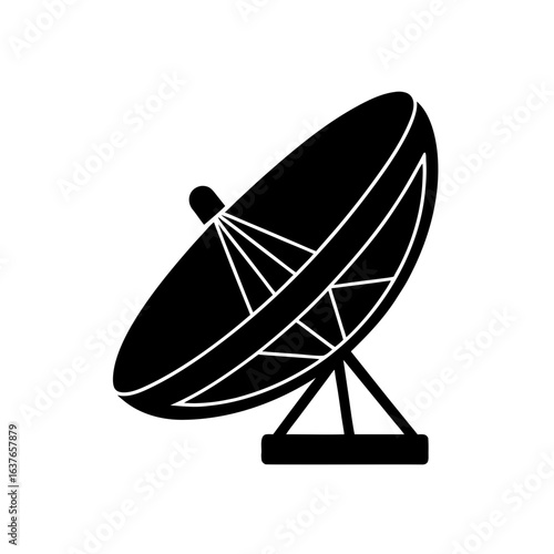 Satellite dish black on transparent background silhouette