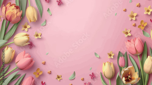A Mothers Day card featuring colorful flowers on a pink background. The card is elegantly designed with a variety of blooms, including roses, daisies, and tulips. Perfect for gifting to a mother to ex