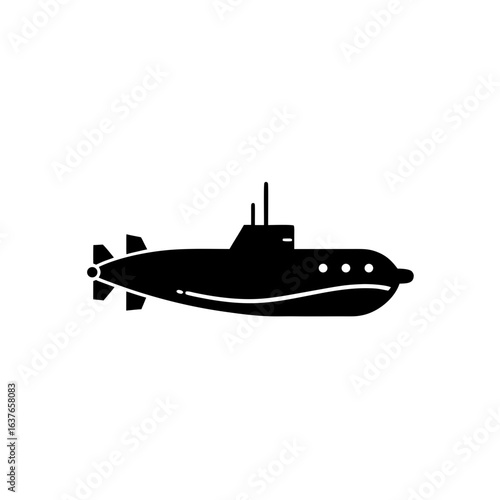 Silhouette of a sub on transparent background