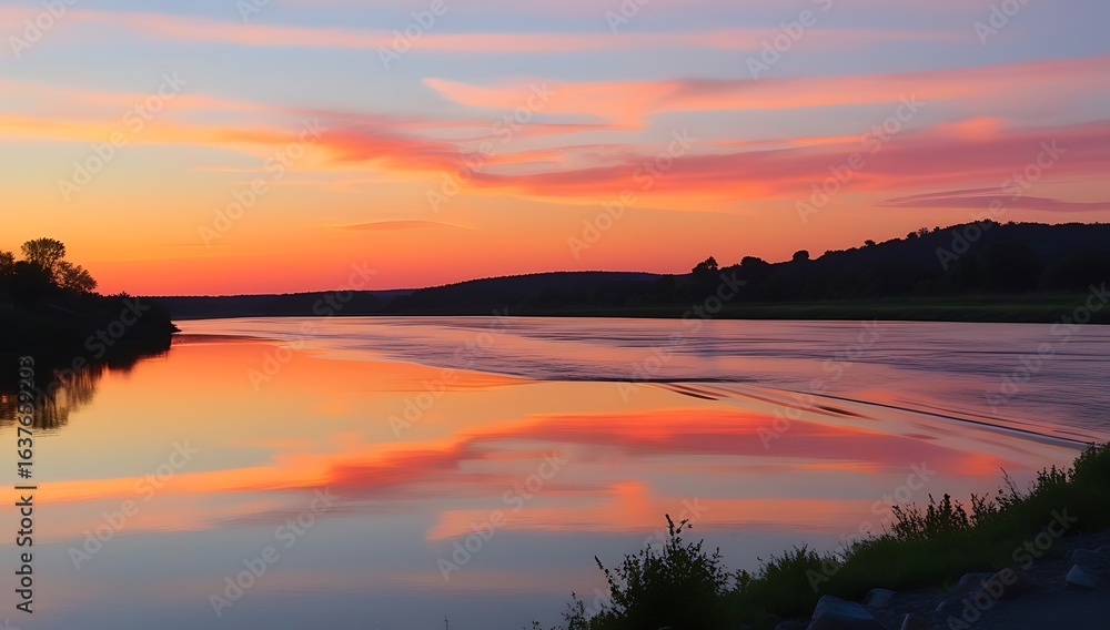 Obraz premium sunset on the river