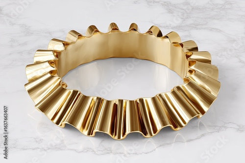 Gold, ruffled bangle on marble