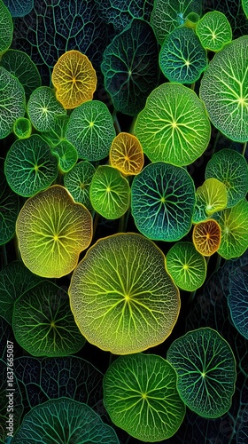 Stylized Close-up of Leaf Cell Structure