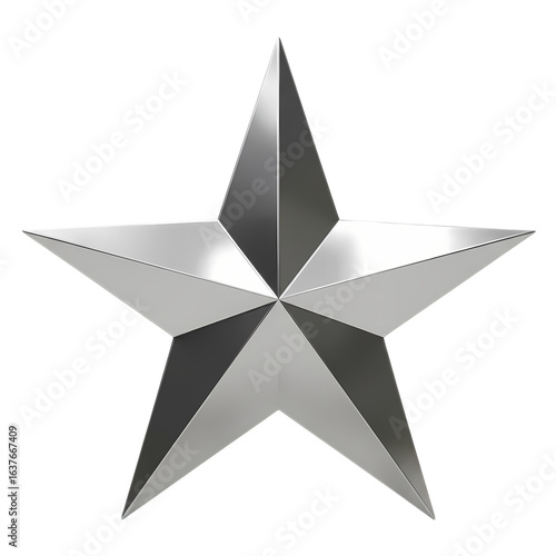 Silver Star:  Metallic, Five-Pointed Star Design for Branding & Decoration