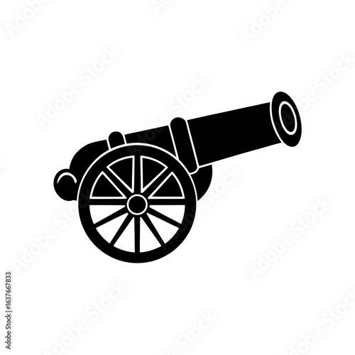 Silhouette of a cannon on transparent background