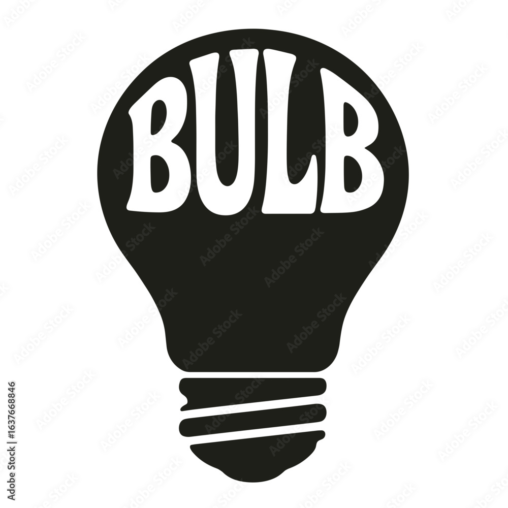 Fototapeta premium Light bulb silhouette with bold text on a white background 