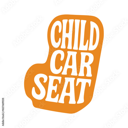 Child car seat icon in playful design with orange color  