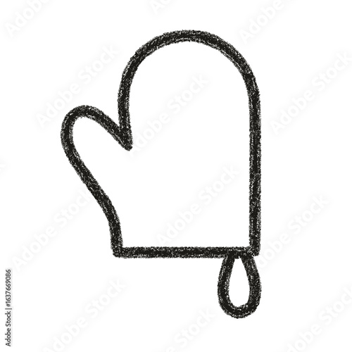 Kitchen oven mitt outline drawing for culinary use and safety  