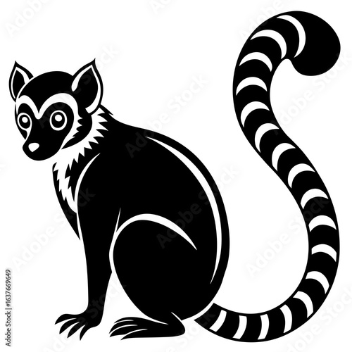 Ring tailed lemur sitting silhouette