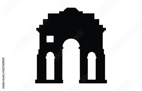 India gate delhi silhouette vector illustration