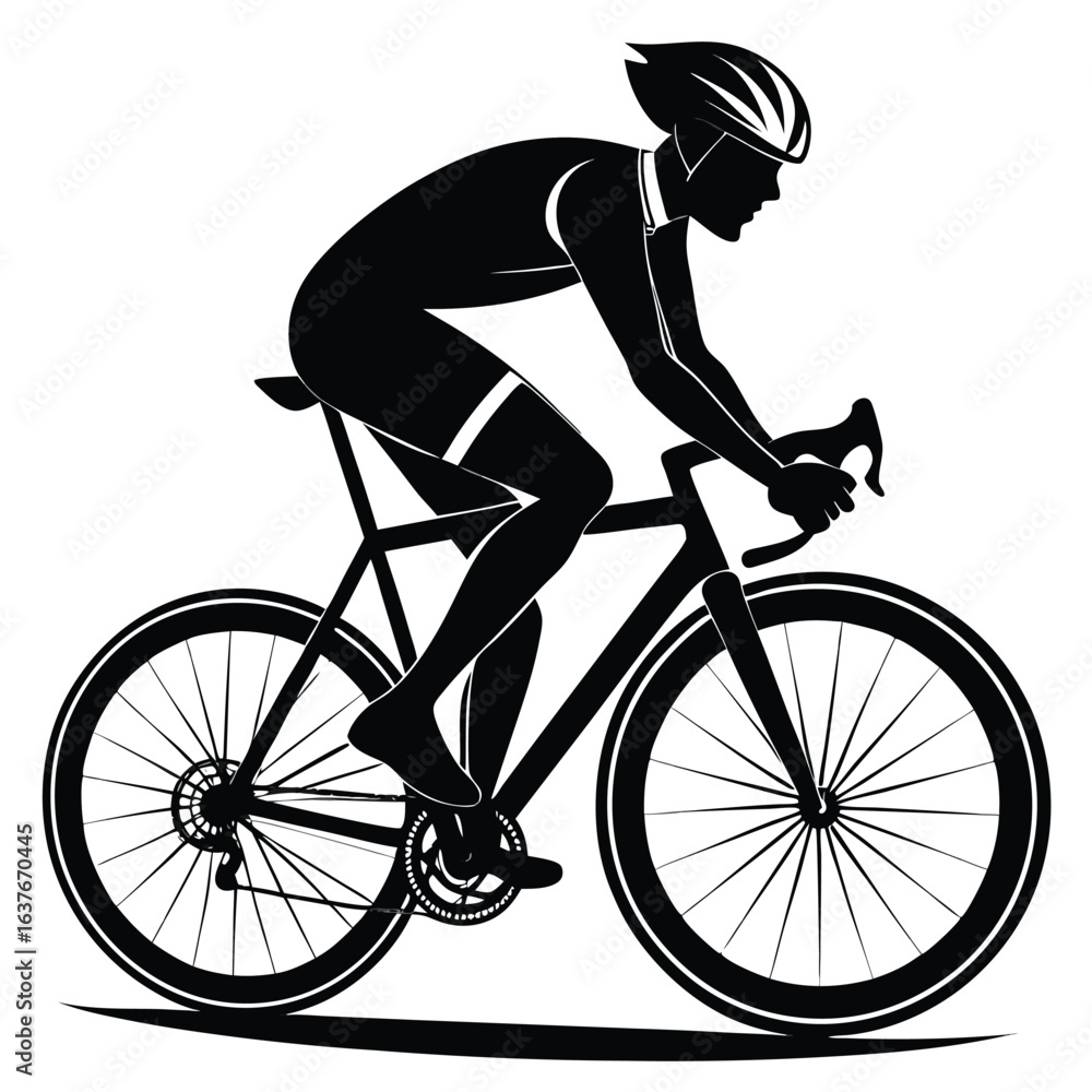 Obraz premium Dynamic Silhouette of a Cyclist Propelling Forward A Powerful Depiction of Speed Endurance and the Spirit of Cycling