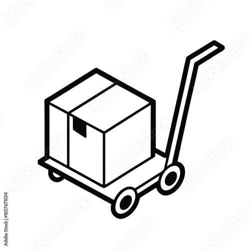 cart delivery icon, outline vector of shopping cart with parcel or motion symbol for online orders, express checkout, and retail logistics