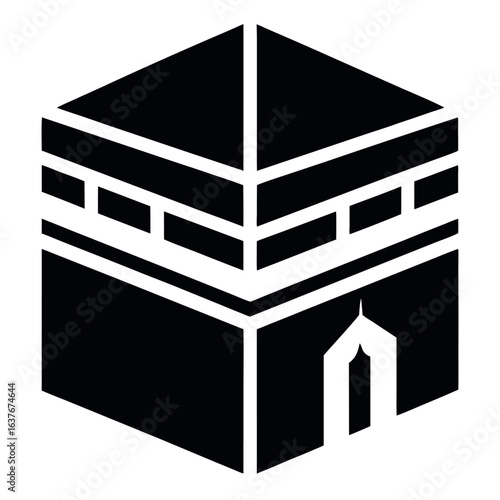 Kaaba Icon Black and White Illustration of the Holy Kaaba Structure in Mecca