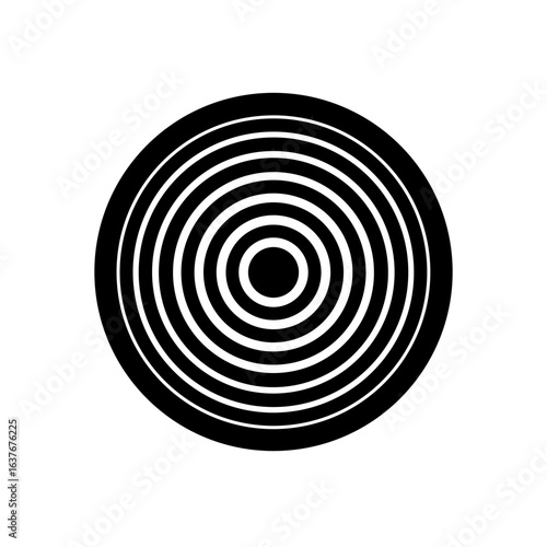 Concentric circle art on transparent background silhouette