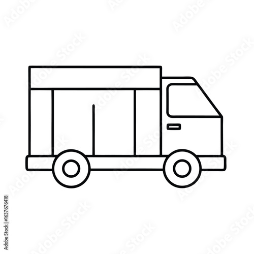 Delivery Truck Line Art Icon, Minimal Parcel & Logistics Vector