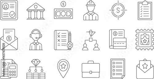 Finance & Banking Outline Vector Icon Collection

