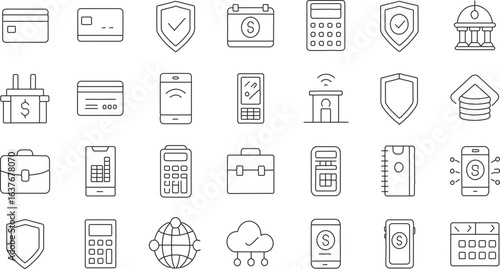 Finance & Banking Outline Vector Icon Collection

