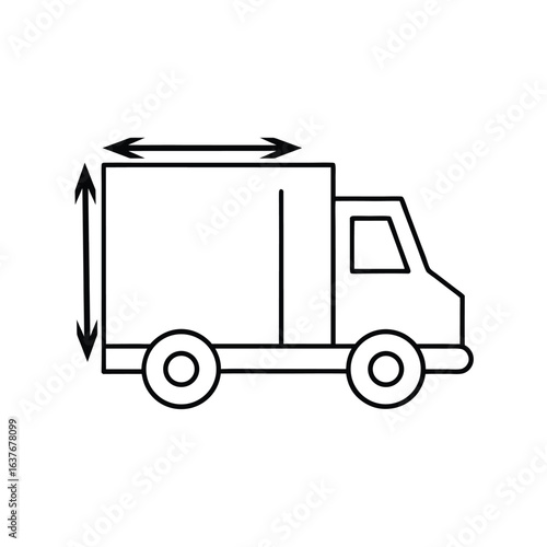 Dimension Delivery Truck Icon, Parcel Shipping & Logistics Vector