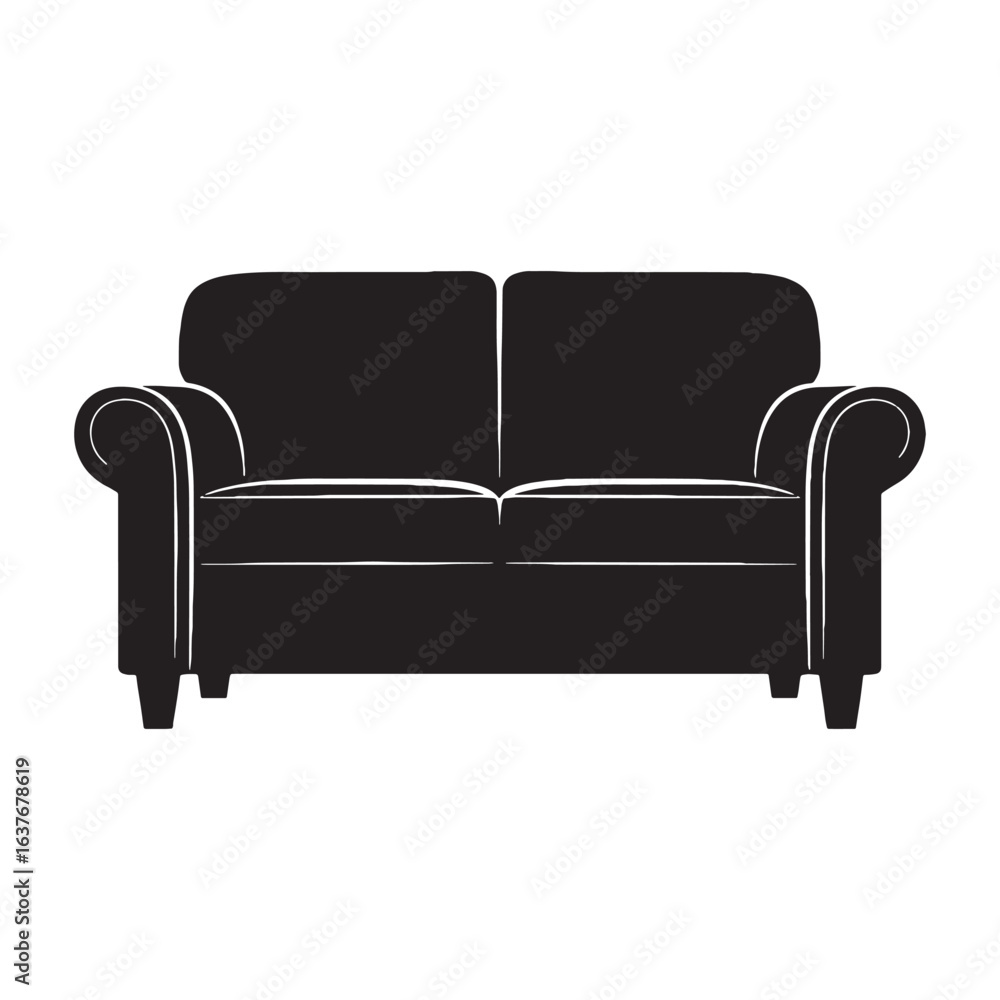 Obraz premium A blend of softness and structure – Sofa silhouette envisioned in sleek Sofa vector – Sofa illustration – furniture vector