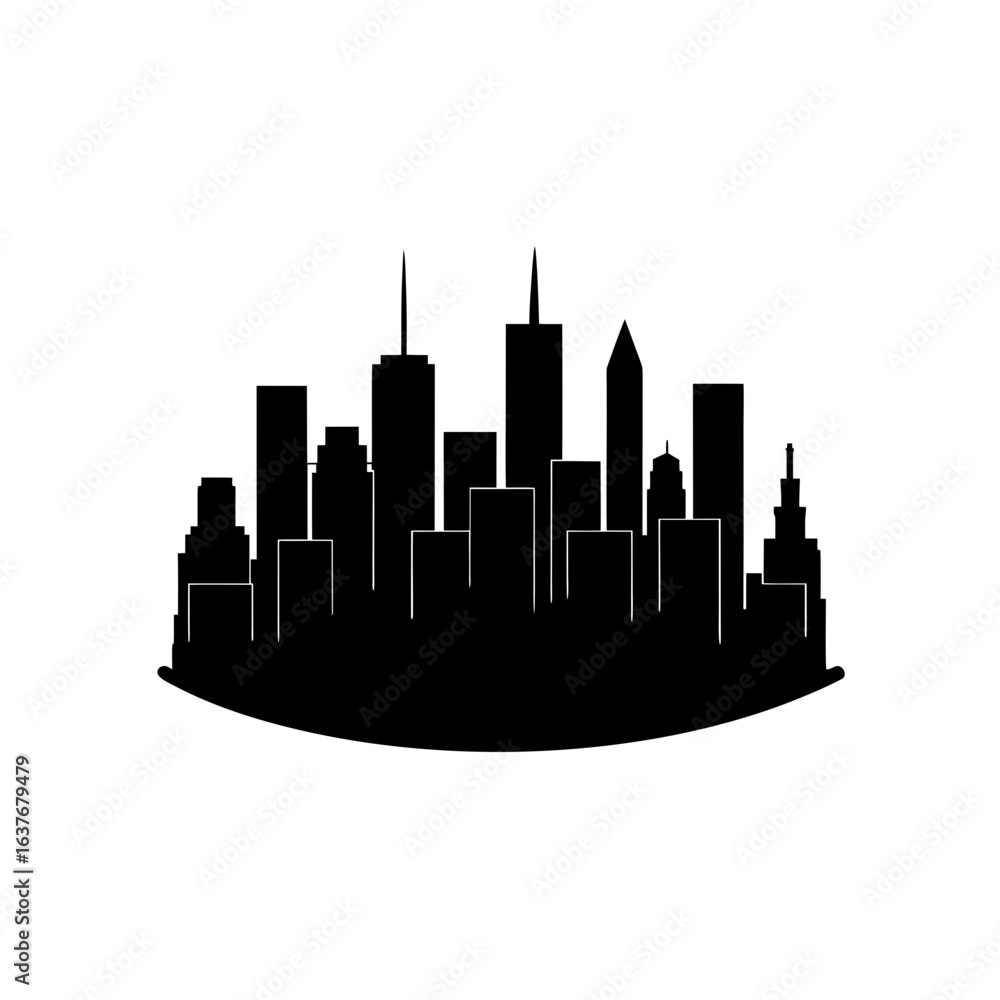 Obraz premium Cityscape silhouette on transparent background