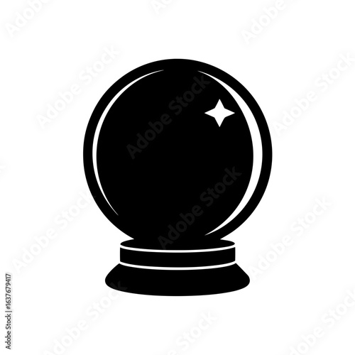 Crystal gazing sphere on transparent background silhouette