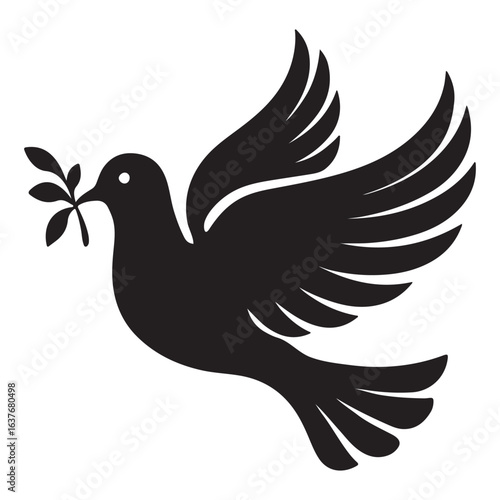 Peaceful Dove Carrying Olive Branch Silhouette Vector Design