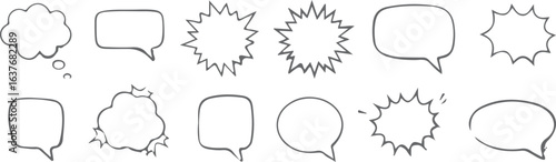 cartoon effect line element set. Comic speech bubble pow, boom text, wow cartoon vector icon. Hand drawn explosive splash smoke, sketch doodle explosive element. Vector eps file 
