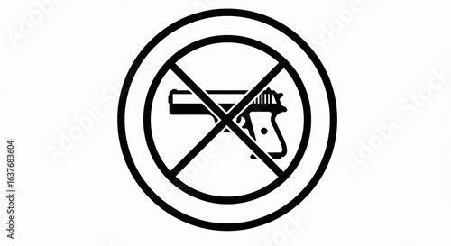 Elegant Black Silhouette of a ban on carrying firearms and pistols Minimalist Vector Illustration