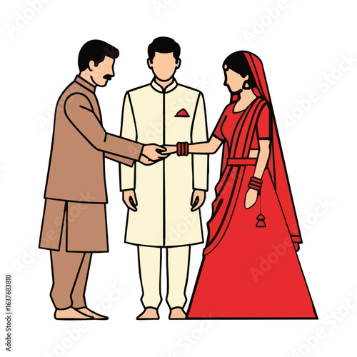 Bride’s father giving bride’s hand to groom