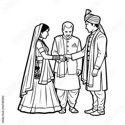 Bride’s father giving bride’s hand to groom