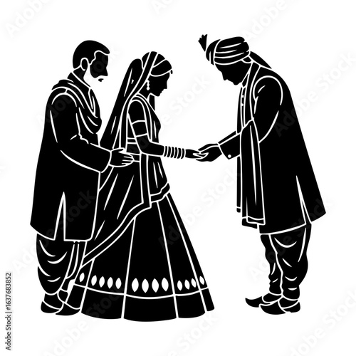 Bride’s father giving bride’s hand to groom