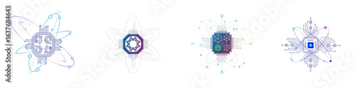 Quantum Processor Circuit Vector Illustration