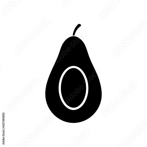 Avo with pit inside on transparent background silhouette