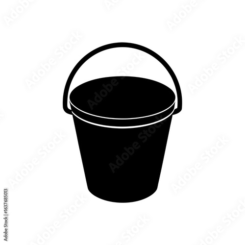 A simple black bucket on transparent background silhouette