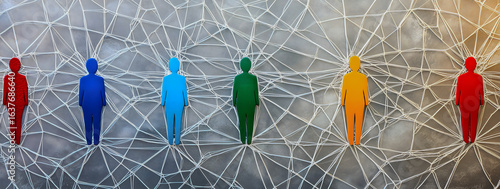 Colorful People Icons Connected in a Social Network Concept