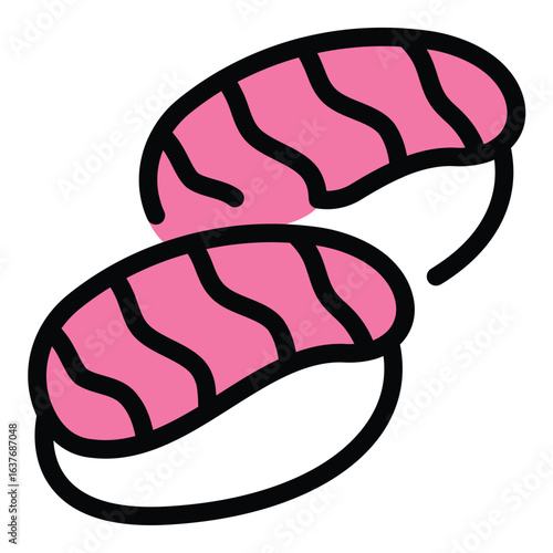 Sushi icon flat line style illustration representing Japanese cuisine and seafood dishes suitable for restaurant menus food delivery apps and culinary culture projects