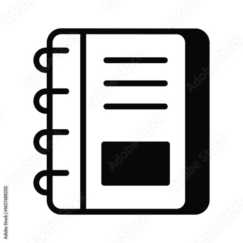 Well crafted glyph icon of personal daily diary notebook