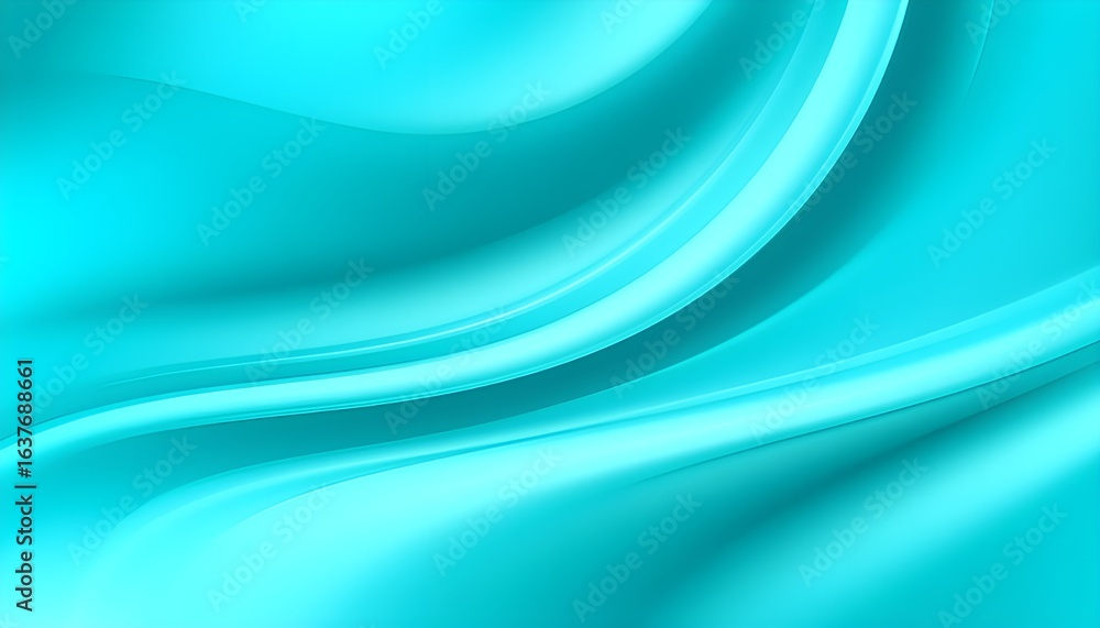 Fototapeta premium Smooth turquoise gradient with flowing curves and liquid-like motion.
