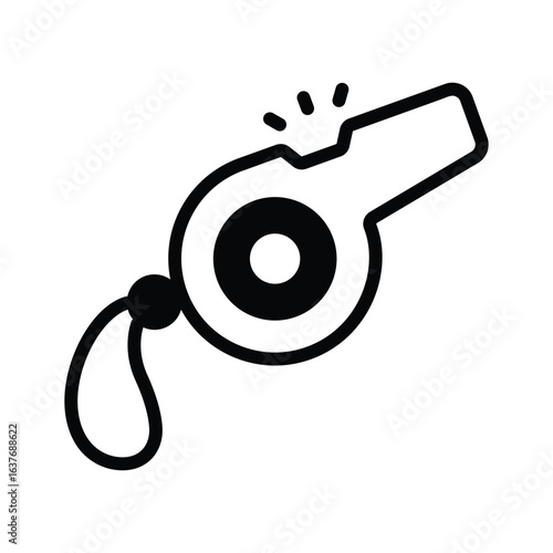 An glyph style icon of colourful sports whistle