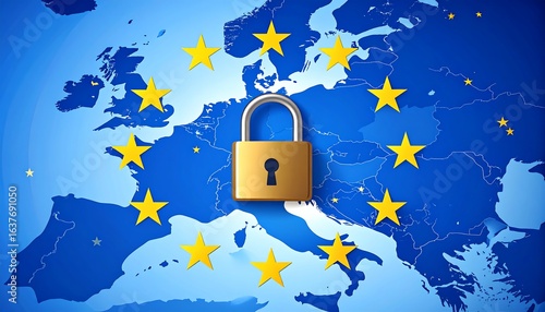 European Union map with a lock