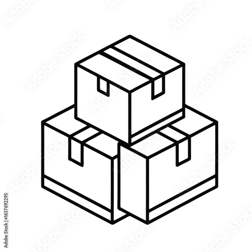 Stacked Packages Icon, Parcel Boxes Vector for Delivery & Logistics